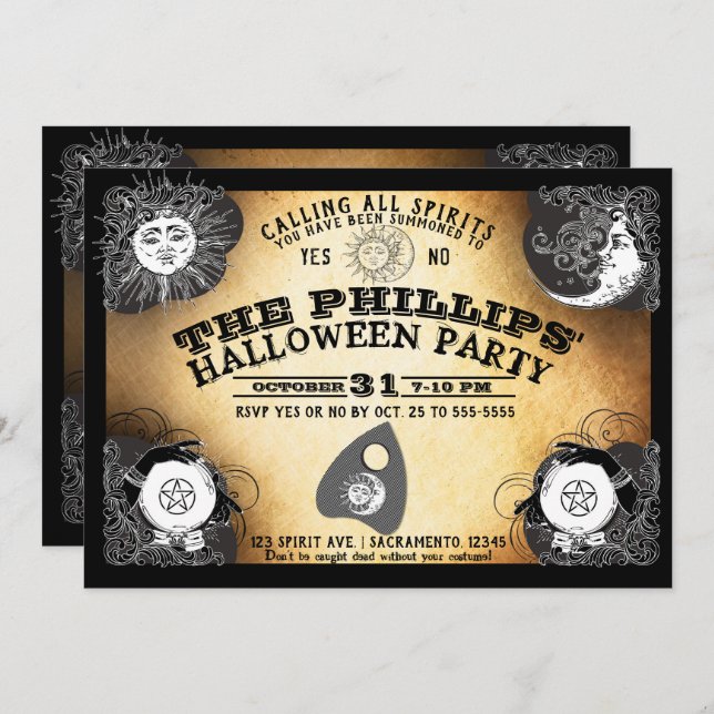 Invitation Spirit Board Halloween Spirits Haunting Party (Devant / Derrière)