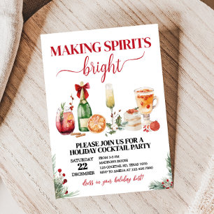 Invitation Spirits Bright Cocktail Fête de Noël