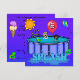 Invitation "Splash" Pool Party 8e anniversaire