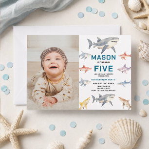 Invitation Splash Shark 5e anniversaire Enfants mignons de