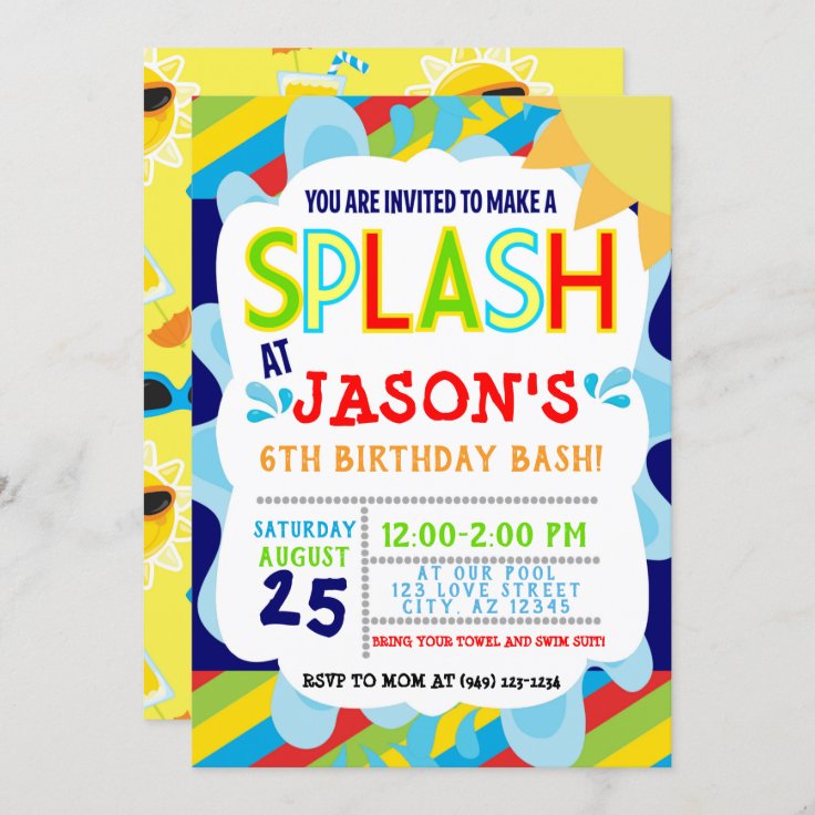 Invitation Splash Splash Park Party L Anniversaire Du Garcon Zazzle Fr