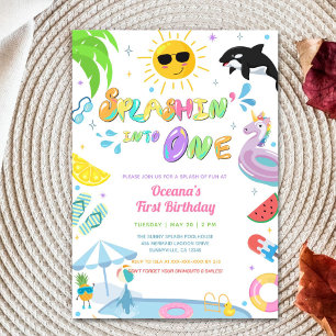 Invitation Splashin' dans une fête de piscine de premier anni