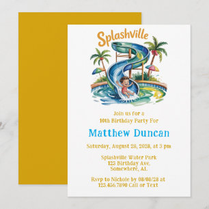Invitation Splashville Water Slide Boy Fête d'anniversaire