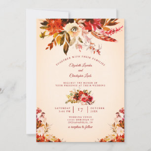 Invitation Splendor d'automne Floral Blushed Ivor Mariage