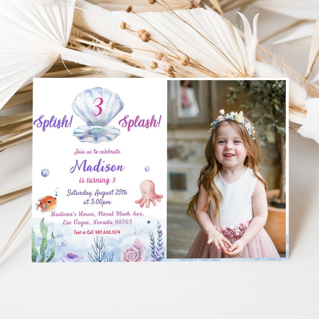 Invitation Splish Splash 3th Birday Party Photo (Créateur téléchargé)