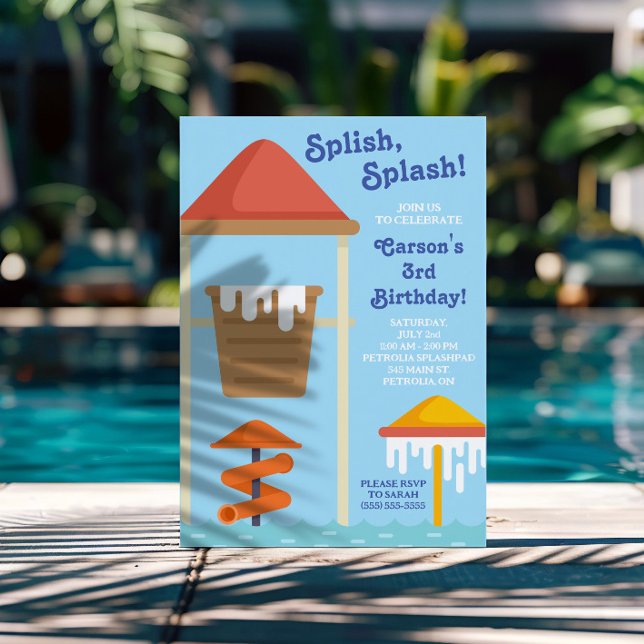 Invitation Splish, Splash! Aire de jeux d'eau, Anniversaire a (Créateur téléchargé)
