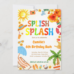 Invitation Splish Splash Anniversaire Bash Pool fête