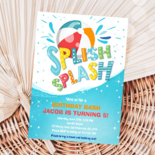 Invitation Splish Splash Anniversaire de la fête de la piscin