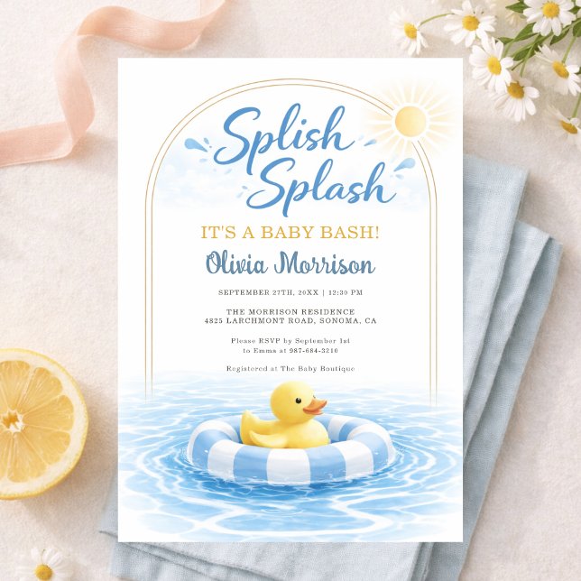 Invitation Splish Splash Baby Bash Bleu Jaune Baby Shower (Créateur téléchargé)
