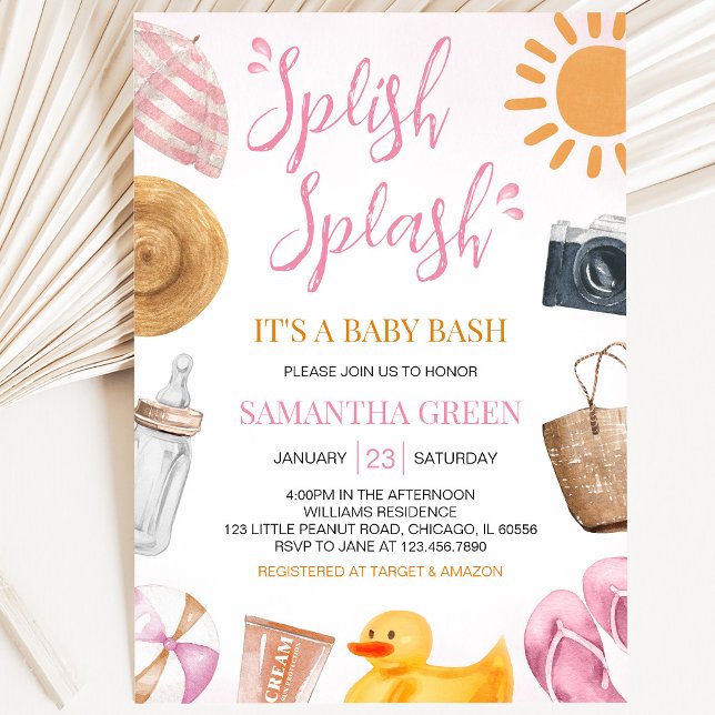 Invitation Splish Splash Baby Bash Fille Baby Shower (Créateur téléchargé)