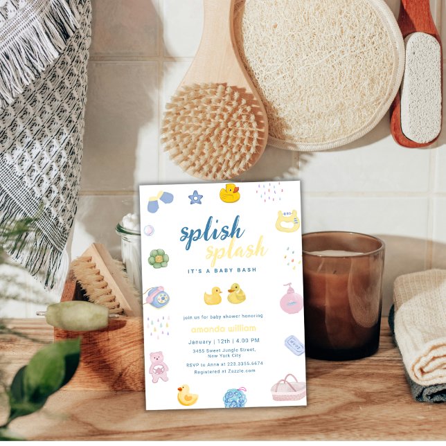 Invitation Splish Splash Canard en Caoutchouc Douche Bébé Sho (Splish Splash Rubber Duck Bath Baby Shower Invitation)