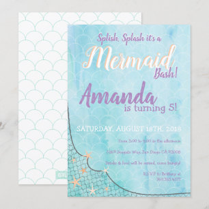 Invitation Splish Splash C'est un thème d'anniversaire Mermai