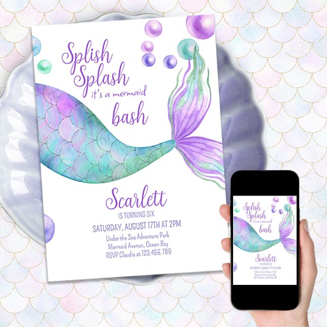 Invitation Splish Splash c'est une Fête d'anniversaire de Sir (Créateur téléchargé)