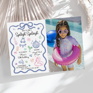 Invitation Splish Splash Dessin à la Main Été Amusant Anniver