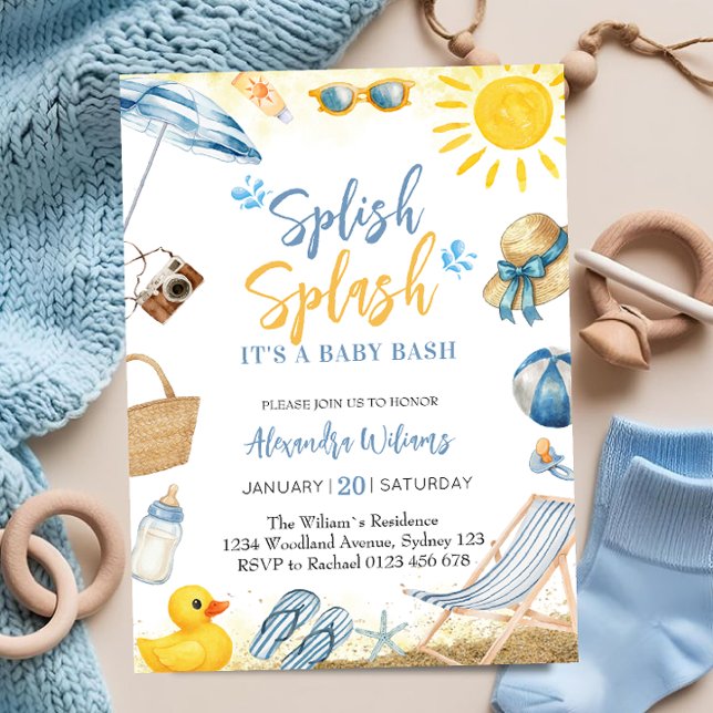 Invitation Splish Splash Garçon Bébé Fête Prénatale (Créateur téléchargé)