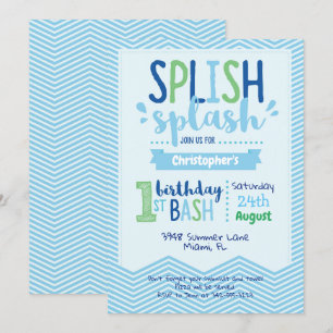 Invitation Splish Splash Pool Party 1er anniversaire Invitati