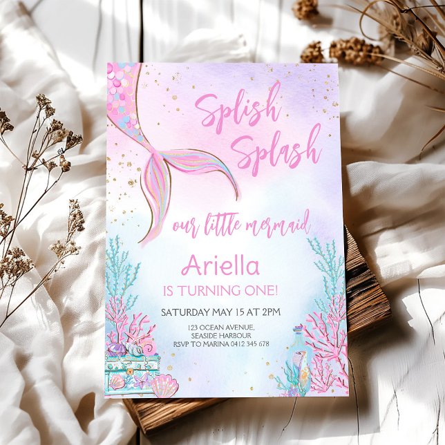 Invitation Splish Splash Sirène Sous l'Océan Anniversaire (Créateur téléchargé)