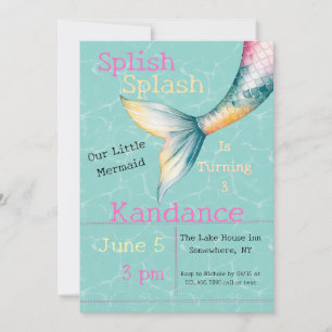 Invitation Splish Splash   Soirée d'anniversaire de la Sirène