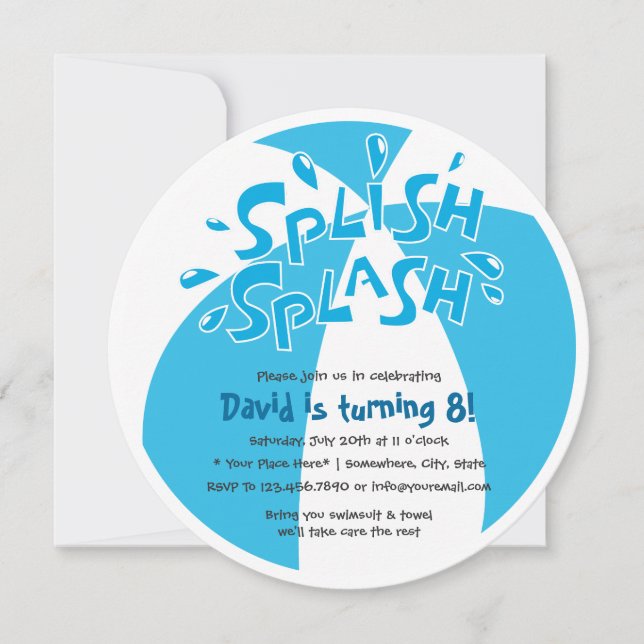 Invitation Splish Splash Summer Pool Party Boys Anniversaire (Devant)