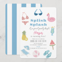 Splish Splash Summer Pool Party Fille Anniversaire