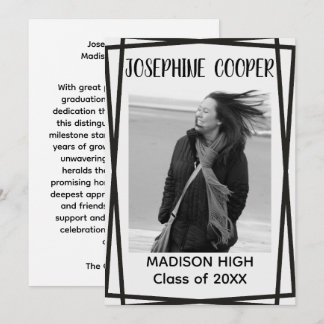 Invitation Split Border Graduation Photo Letterpress 