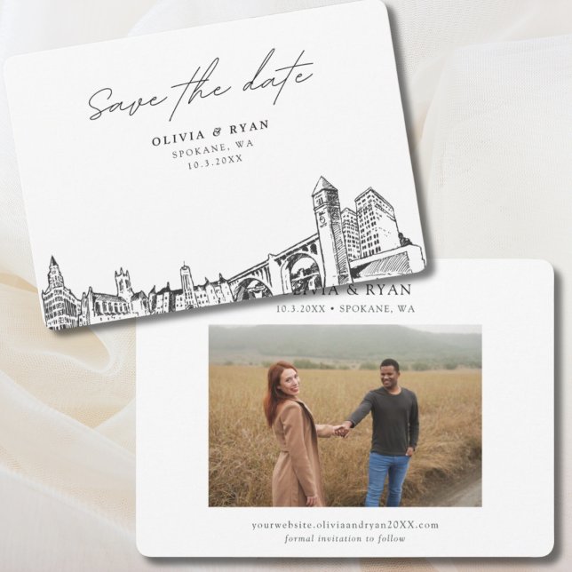 Invitation Spokane Mariage Moderne Enregistrer la date (Spokane Wedding Modern Save the Date Invitation)