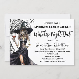 Invitation Spookltacular Halloween sorcières filles nuit deho