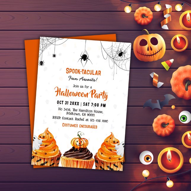 Invitation Spooktacular cupcakes mignon citrouille fête d'Hal (Créateur téléchargé)