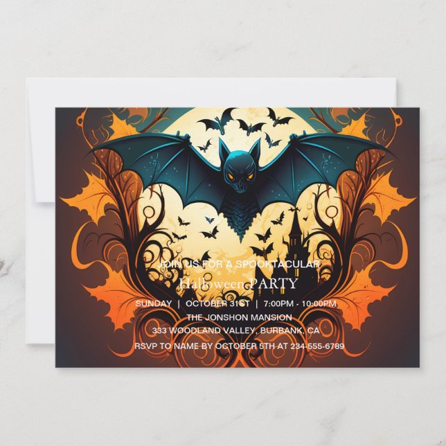 Invitation Spooktacular Dark Haunted House Halloween Party (Devant)
