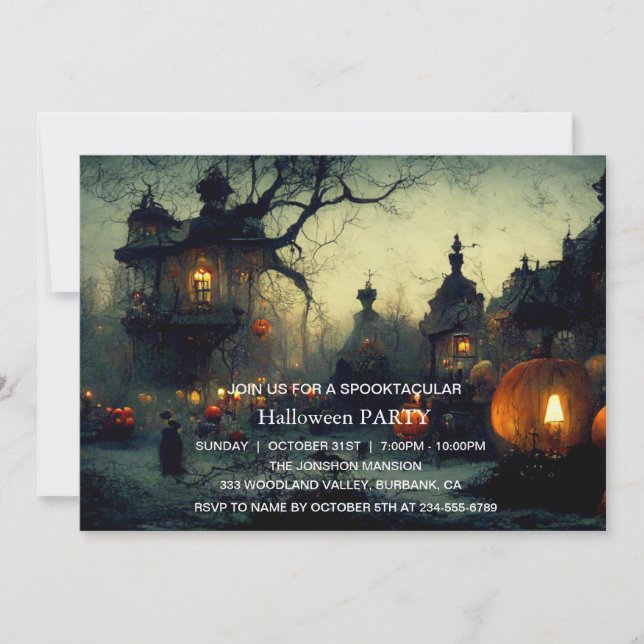 Invitation Spooktacular Dark Haunted House Halloween Party (Devant)