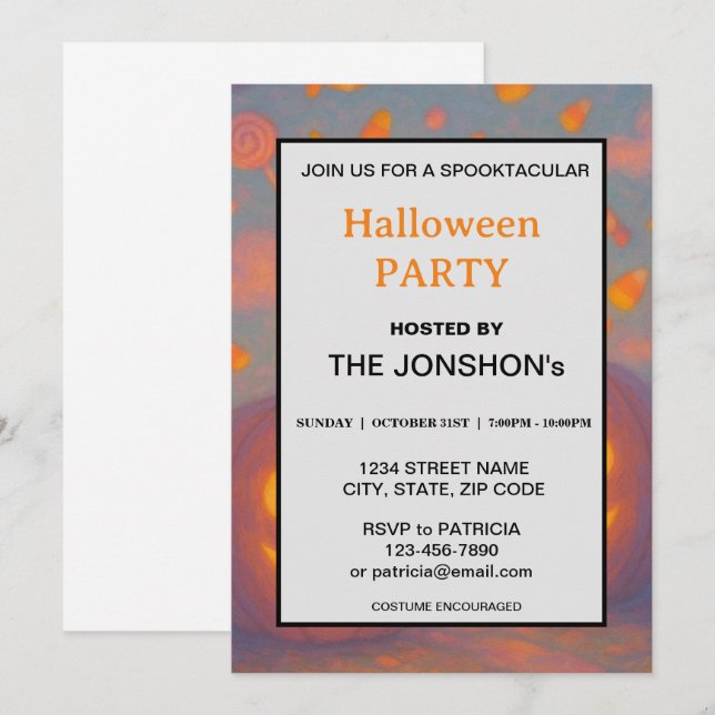 Invitation Spooktacular Dark Haunted House Halloween Party I (Devant / Derrière)