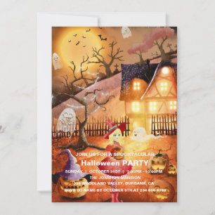 Invitation Spooktacular Dark Haunted House Halloween Party I