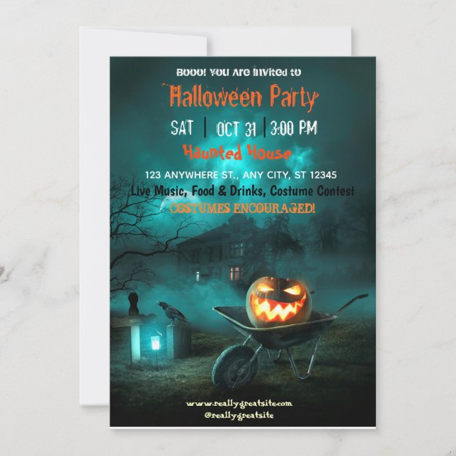 Invitation Spooktacular Dark Haunted Maison Halloween Party d (Devant)