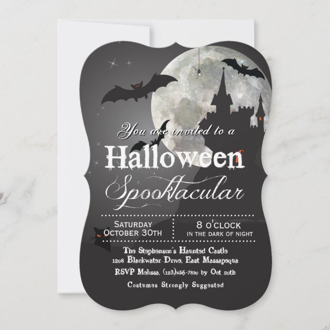 Invitation Spooktacular Eerie Dark Night Halloween Party (Devant)