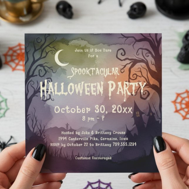 Invitation Spooktacular Éffrayant Lune Soirée d'Halloween (Créateur téléchargé)