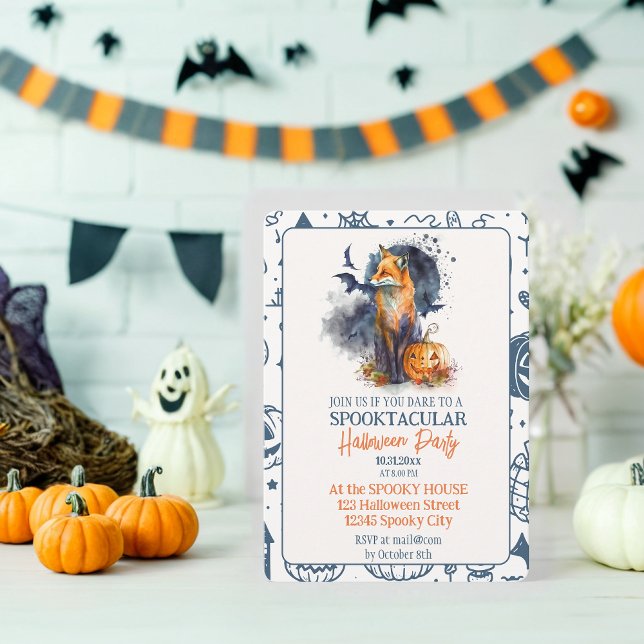 Invitation Spooktacular Fox & Citrouille Halloween Party (Créateur téléchargé)
