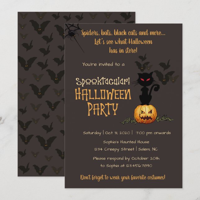 Invitation Spooktacular Halloween (Devant / Derrière)