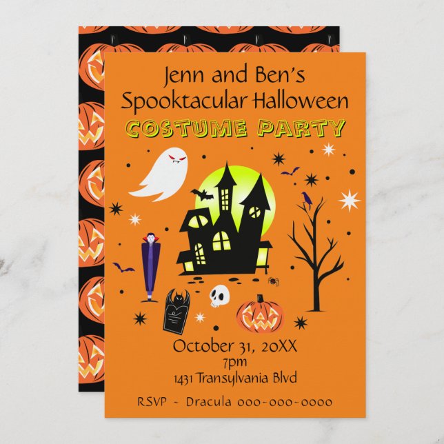 Invitation Spooktacular Halloween (Devant / Derrière)