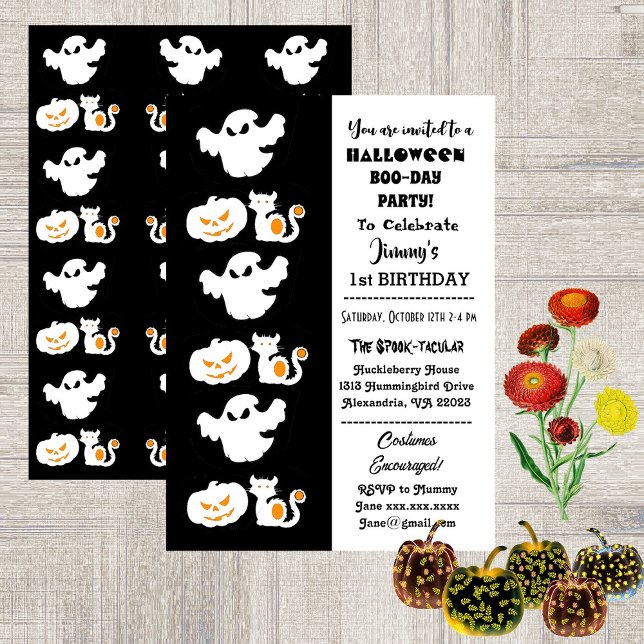 Invitation Spooktacular Halloween Citrouilles Boo 1er Anniver (Spooktacular Halloween Pumpkins Boo 1st Birthday Invitation)