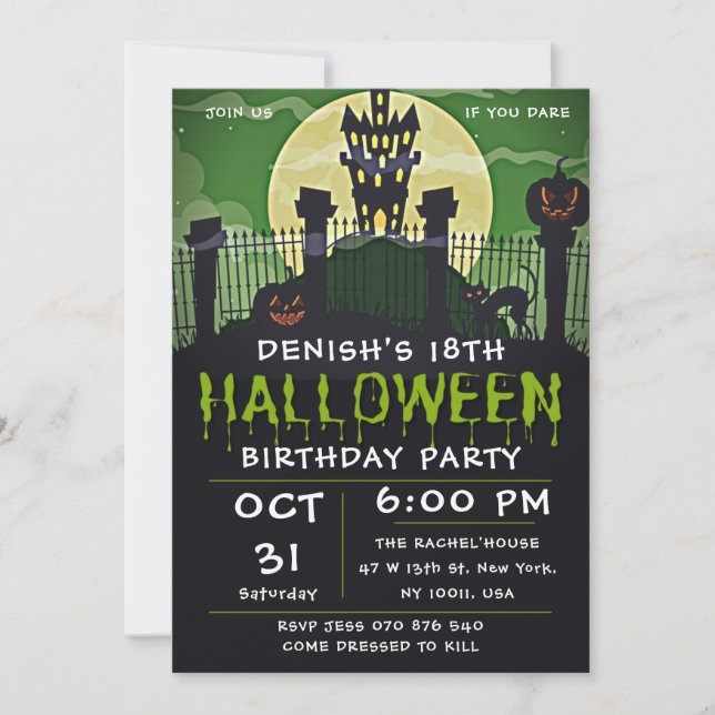 Invitation  Spooktacular Halloween fête d'anniversaire (Devant)