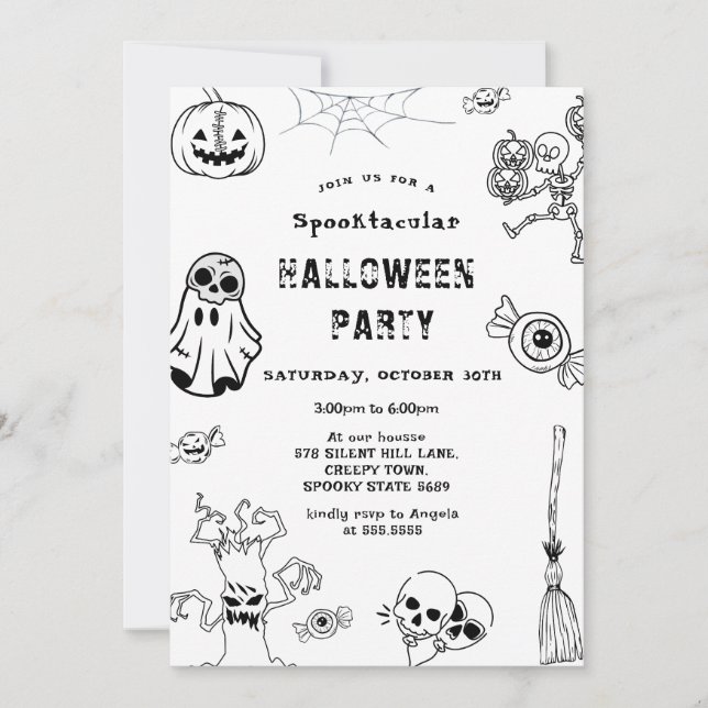 Invitation Spooktacular Halloween Party Balck (Devant)