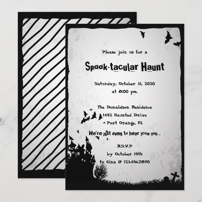 Invitation Spooktacular Haunt Halloween Party (Devant / Derrière)