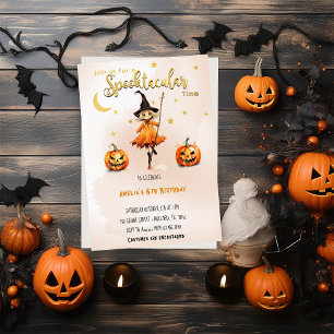 Invitation Spooktacular Heure Halloween Witch Girl Anniversai