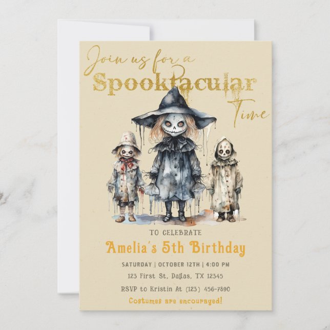 Invitation Spooktacular Party Halloween sorcières Anniversair (Devant)