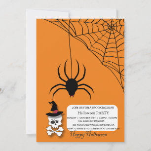Invitation Spooktacular Spider Skull Halloween Party