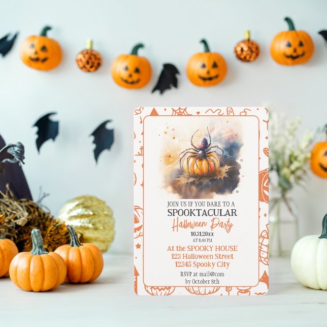 Invitation Spooktacular Watercolor Spider Halloween Party (Créateur téléchargé)