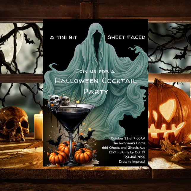 Invitation Spooky Let's Get Sheet Faced Drôle de fête d'Hallo (Créateur téléchargé)
