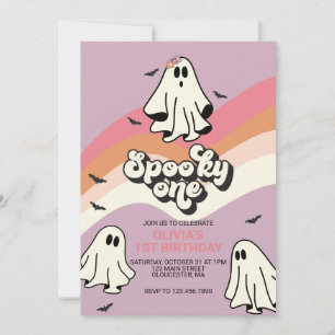 Invitation Spooky One Retro Halloween Fantôme 1er Anniversair