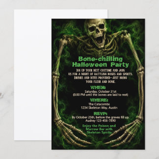 Invitation Spooky Skeleton Theme Halloween Costume Party