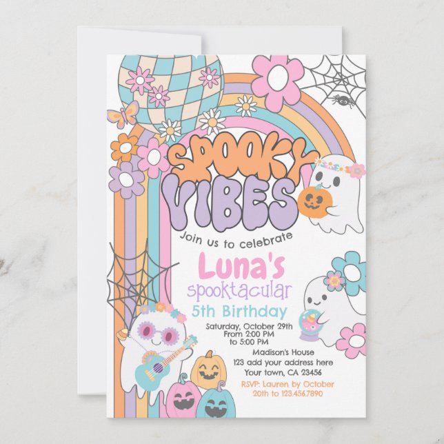 Invitation Spooky Vibes Hippie Halloween ANY AGE (Devant)